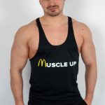 TANK TOP CZARNY WYCIĘTY MUSCLE UP
